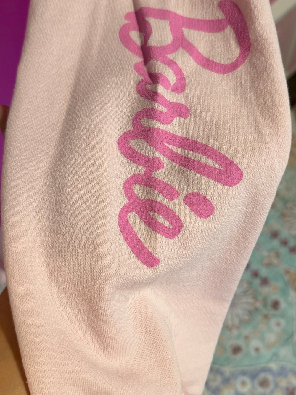 Barbie Pink Crewneck Sweater with Script Logo - Picture 2 of 4